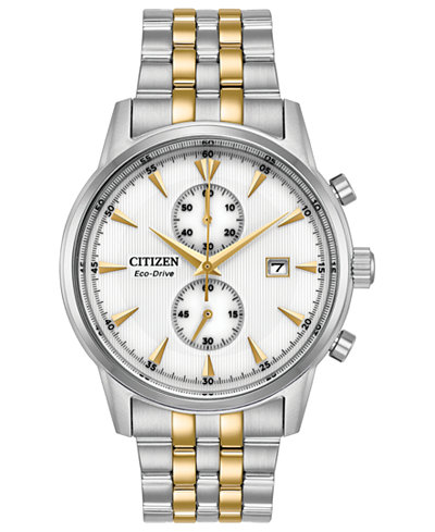 Citizen Eco-Drive Men's Chronograph Corso Two-Tone Stainless Steel Bracelet Watch 43mm - Watches