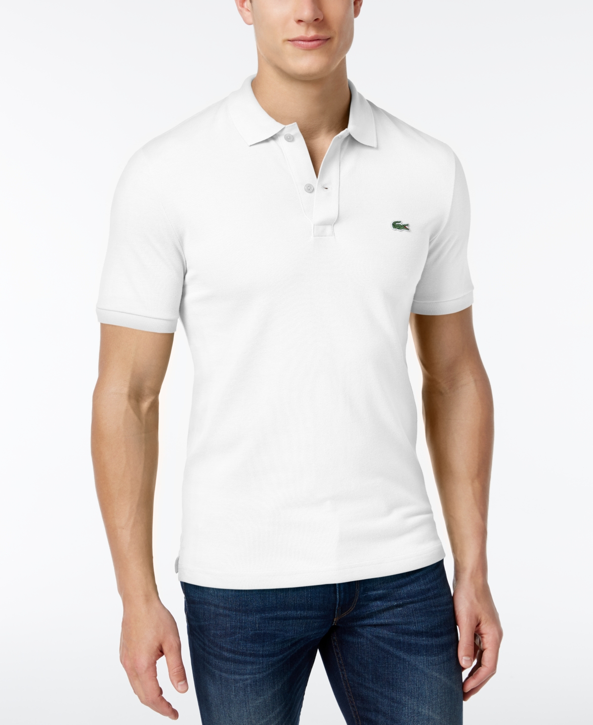 Lacoste Men's  Slim Fit Short Sleeve Ribbed Polo Shirt In White
