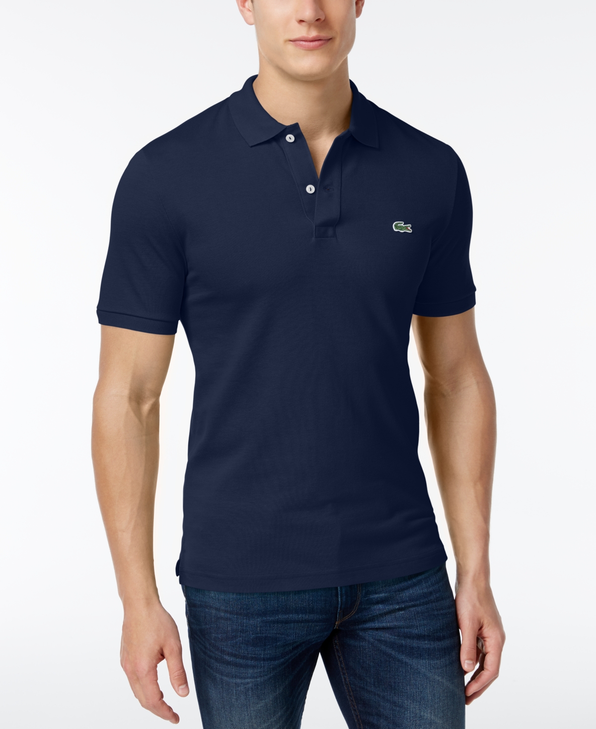 Shop Lacoste Men's  Slim Fit Short Sleeve Ribbed Polo Shirt In Navy