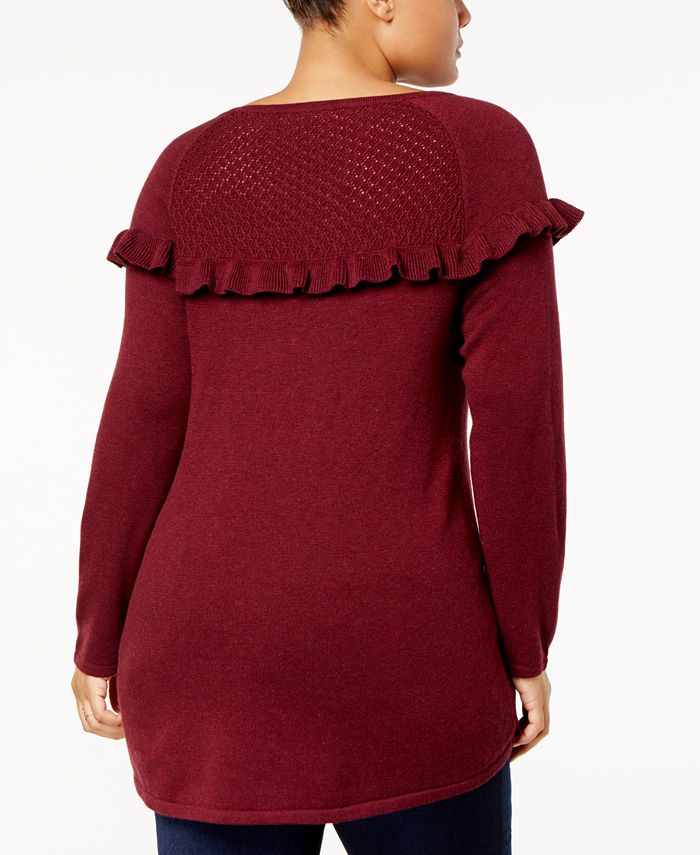 Style & Co Plus Size Ruffled Tunic Sweater, Created for Macy's Macy's