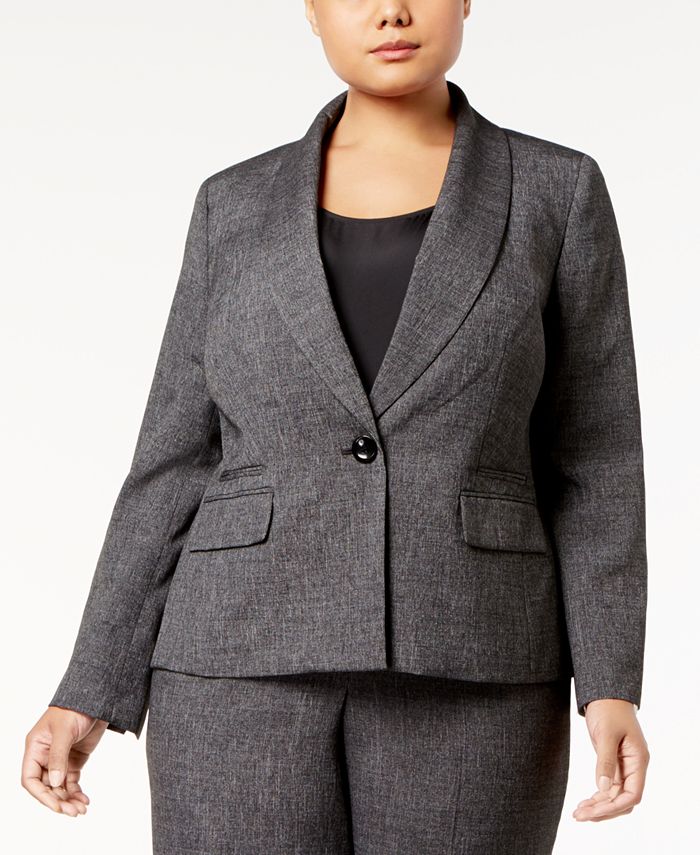 Le Suit Plus Size Shawl-Collar Pantsuit - Macy's