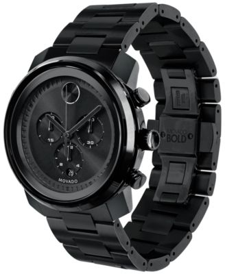 Movado Men's Swiss Chronograph BOLD Black Stainless Steel Bracelet ...