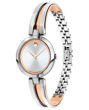 Movado - Women's Swiss Aleena Two-Tone PVD Stainless Steel Bangle Bracelet Watch 27mm