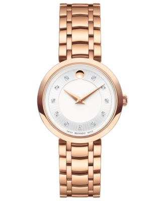 Movado - Women's Swiss 1881 Quartz Diamond-Accent Rose Gold-Tone PVD Stainless Steel Bracelet Watch 28mm