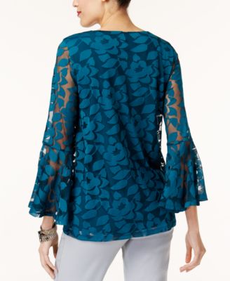 Alfani Petite Bell-Sleeve Burnout Top, Created For Macy's - Macy's