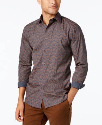 Tallia - Men's Slim-Fit Floral-Print Dress Shirt