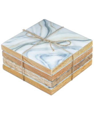 Thirstystone - Wood & Enamel Coasters, Set of 4