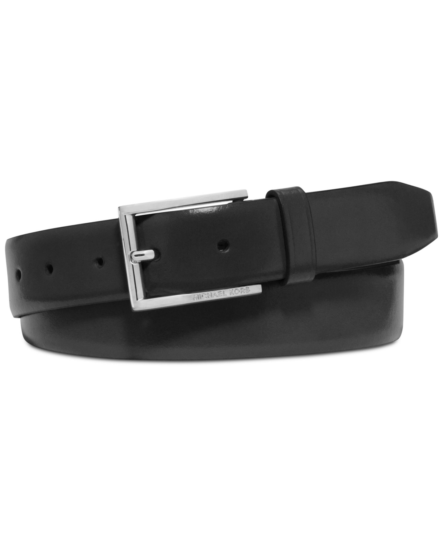 Мужской ремень Michael Kors Leather Dress Belt, цвет: Чёрный — фото 1