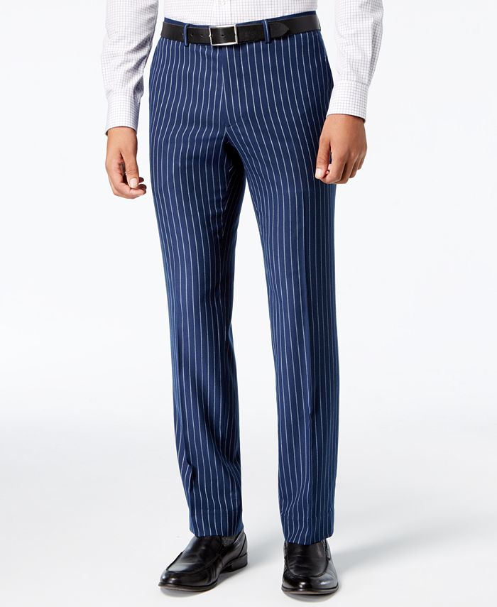 Nick Graham Men's Slim-Fit Stretch Blue Chalk Stripe Suit - Macy's
