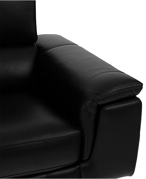 Furniture Trivoly 90" Leather Sofa with Articulating Headrest, Created