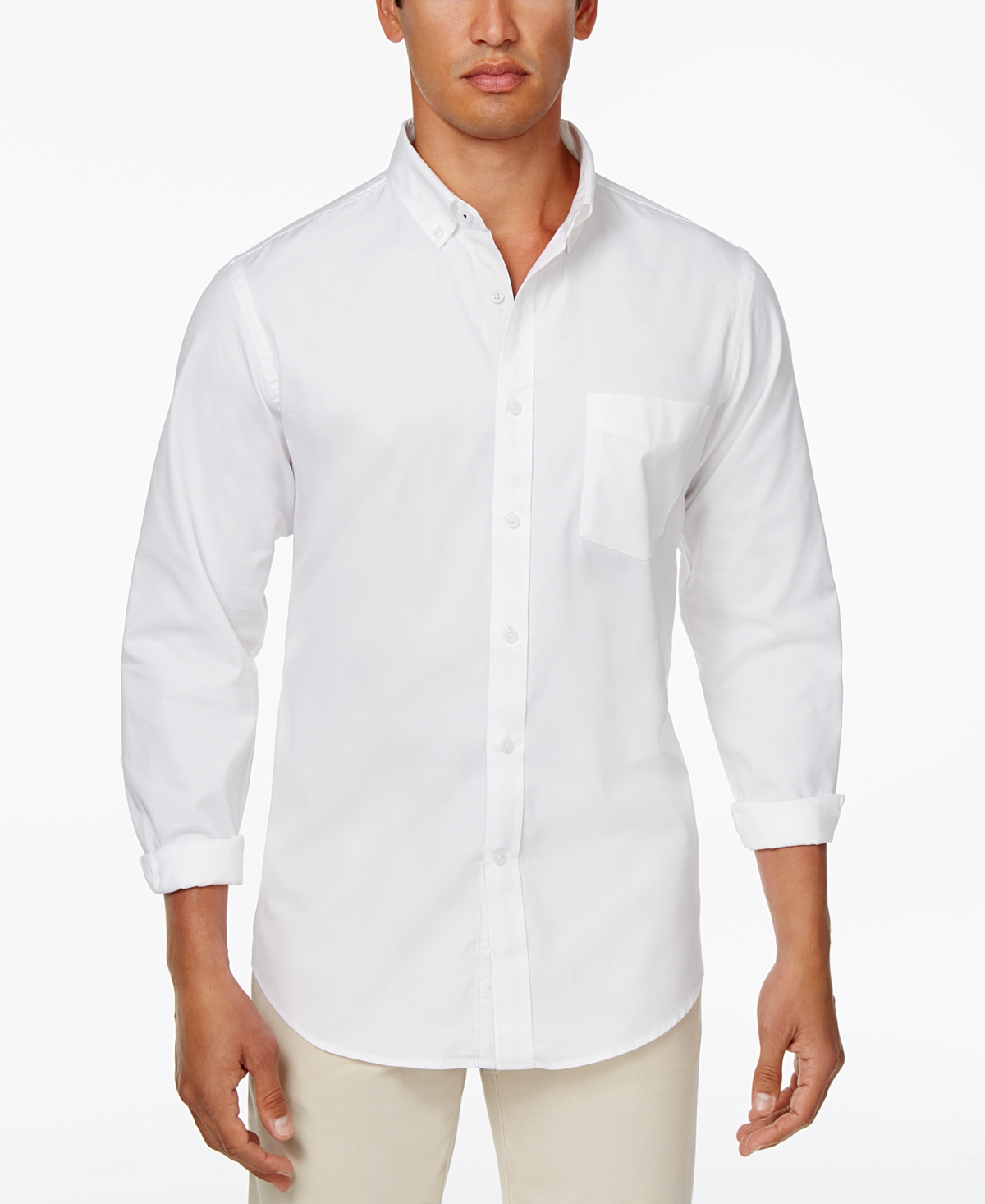 Men's Solid Stretch Oxford Cotton Shirt, Created for Macy's - Aqua Reef