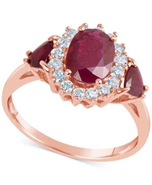 image of Certified Ruby (1-9/10 ct. t.w.) & Diamond (1/3 ct. t.w.) Ring in 14k Rose Gold