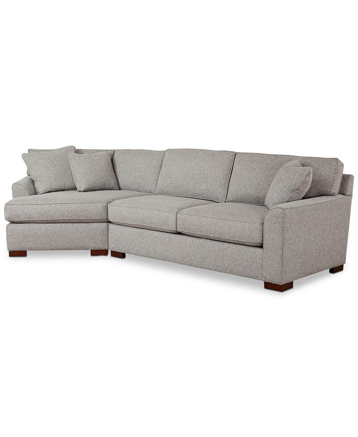 Carena 2 Pc Fabric Sectional Sofa With, 2 Piece Sectional Sofa With Cuddler