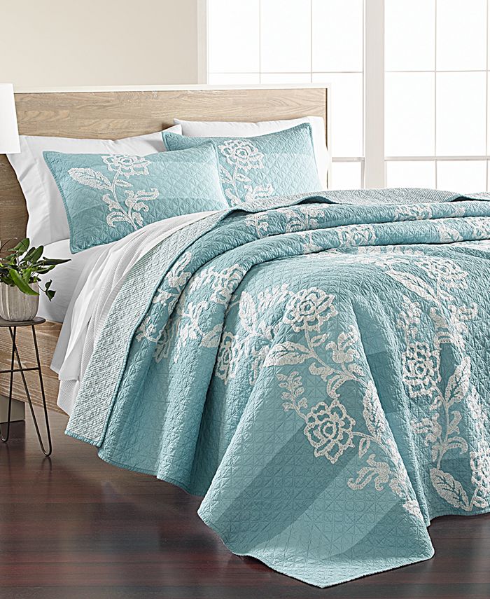 Martha Stewart Collection CLOSEOUT! Gardenia Cotton Stripe Crewelwork