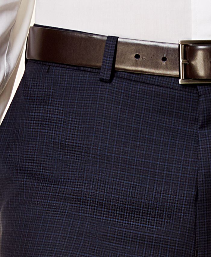 DKNY Men's Slim-Fit Blue Mini-Plaid Suit - Macy's