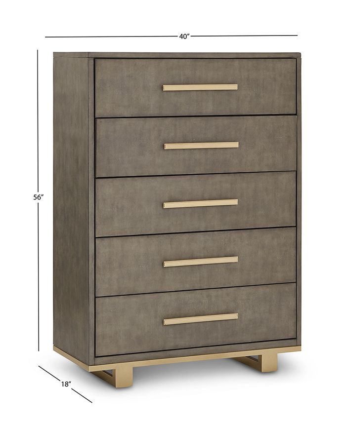 Furniture Petra Shagreen Bedroom Furniture, 3Pc. Set (Queen Bed, Chest