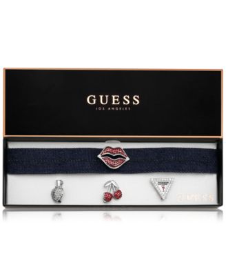 GUESS - Silver-Tone Interchangeable Pin Denim Choker Necklace