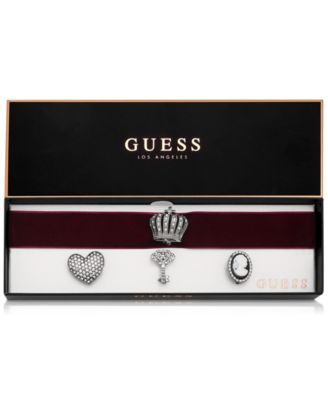 GUESS - Hematite-Tone Interchangeable Pin Velvet Choker Necklace