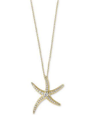 EFFY Collection Seaside by EFFY® Diamond Pavé Starfish Pendant Necklace ...