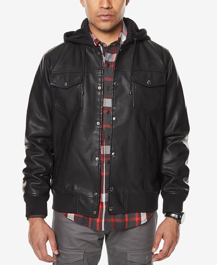 Lokken droefheid Bedreven Sean John Men's Faux-Leather Hooded Jacket, Created for Macy's & Reviews -  Coats & Jackets - Men - Macy's