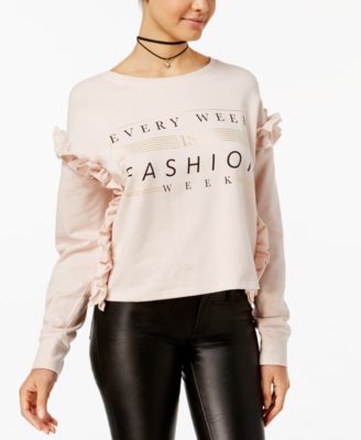 Polly & Esther - Juniors' Ruffled Sweatshirt