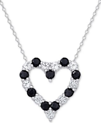 Emerald (1 ct. t.w.) & White Topaz (1 ct. t.w.) Heart Pendant Necklace in Sterling Silver (also available in Sapphire & Ruby)