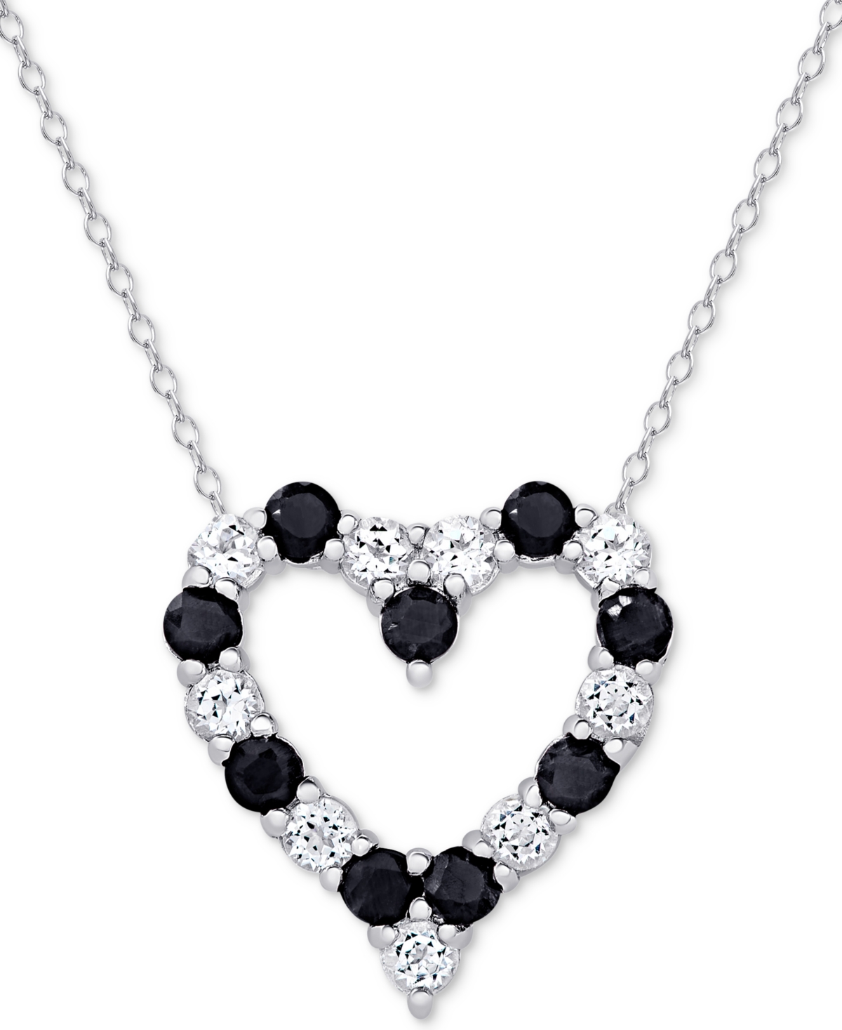 Emerald (1 ct. t.w.) & White Topaz (1 ct. t.w.) Heart Pendant Necklace in Sterling Silver (also available & Ruby) - Sapphire