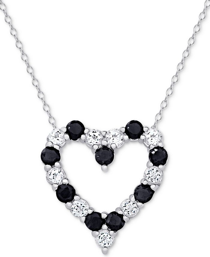 Macy's - Ruby (1 1/3 ct. t.w.) & White Topaz (1 ct. t.w.) Heart Pendant Necklace in Sterling Silver (also in Sapphire)