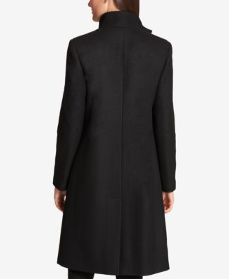 DKNY Ruffle-Trim Wool-Blend Walker Coat