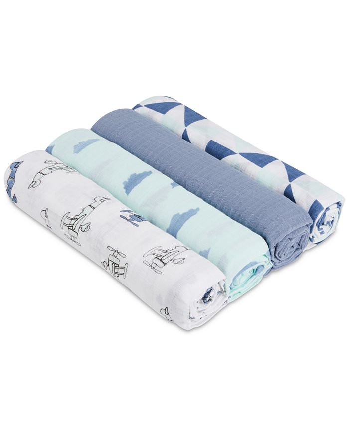 aden by aden + anais Baby Boys 4Pk. Cotton Sky High Swaddle Blankets