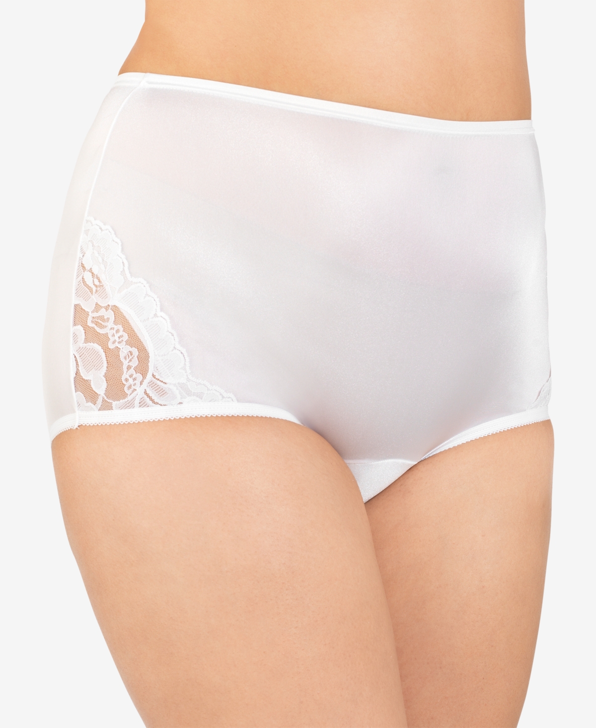 Perfectly Yours Lace Nouveau Nylon Brief Underwear 13001, extended sizes available - Star White
