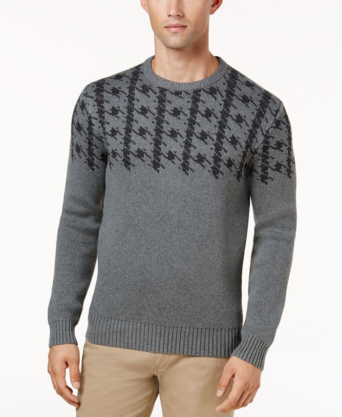 Ben Sherman Men's Dogtooth Jacquard Sweater - Macy's