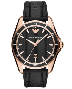 UPC 723763262804 product image for Emporio Armani Men's Black Rubber Strap Watch 44mm | upcitemdb.com