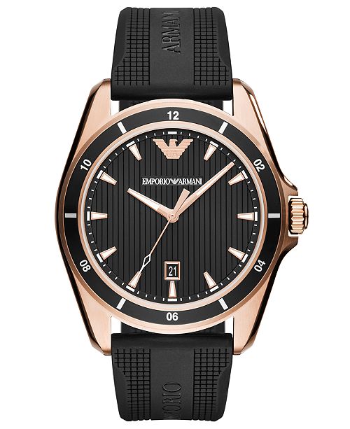 Emporio Armani Men S Black Rubber Strap Watch 44mm Reviews All