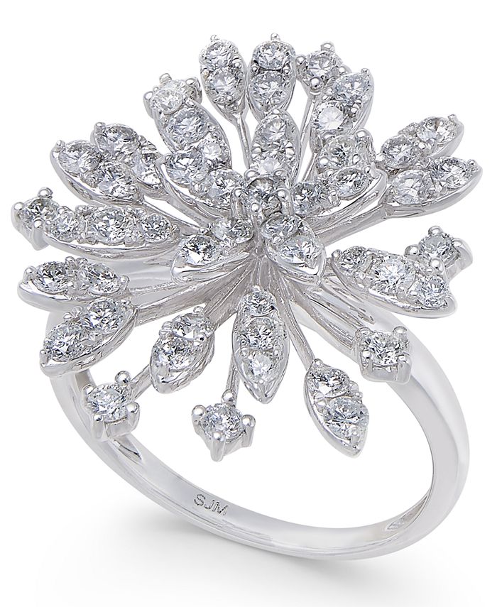 Macy's Diamond Flower Burst Statement Ring (1-1/3 ct. t.w.) in 14k ...