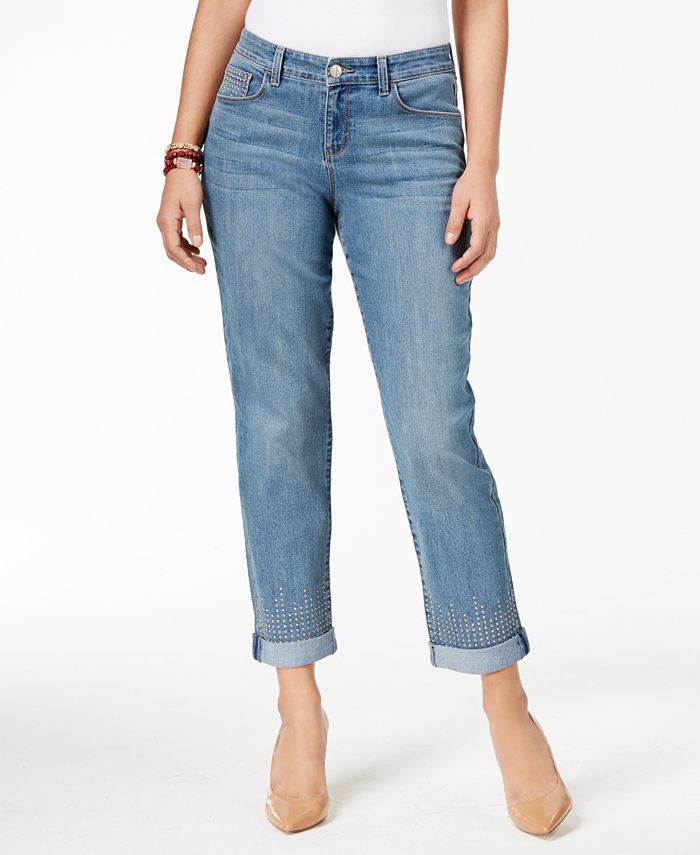 Style & Co Petite Embellished Boyfriend Jeans, Created for Macy's ...
