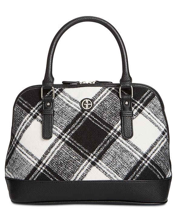 Giani Bernini Woven Plaid Satchel, Created for Macy&#39;s & Reviews - Handbags & Accessories - Macy&#39;s