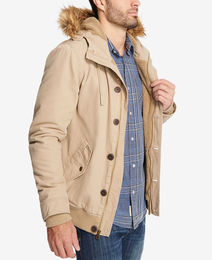 Weatherproof Vintage Men's Canvas FleeceLined Parka with FauxFur Hood