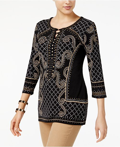 JM Collection Petite Embellished Tunic, Created for Macy's & Reviews