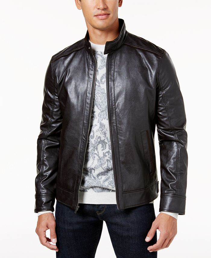 Tasso Elba Men's Faux-Leather Jacket, Created for Macy's - Macy's