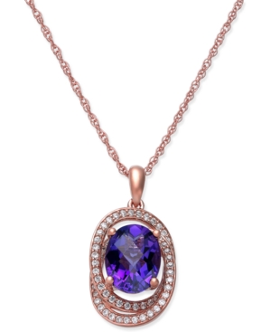 image of Amethyst (1-5/8 ct. t.w.) & Diamond (1/5 ct. t.w.) Pendant Necklace in 14k Rose Gold