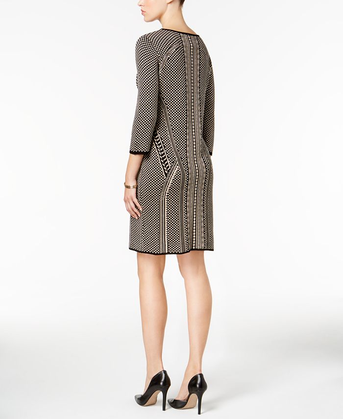 NY Collection Jacquard Sweater Dress Macy's