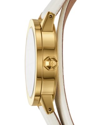 Tory Burch Women's Gigi Ivory Leather Wrap Strap Watch 28mm