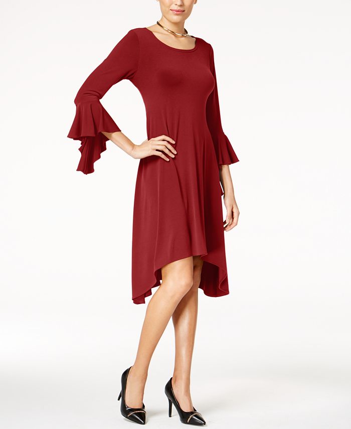 Alfani Asymmetrical Bell-Sleeve Dress, Created for Macy's - Macy's