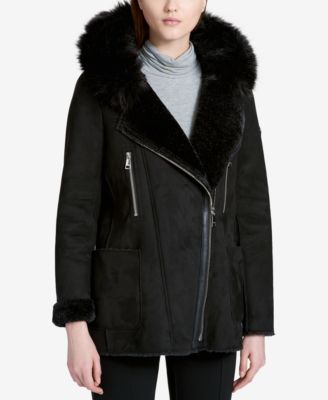 calvin klein faux shearling coat