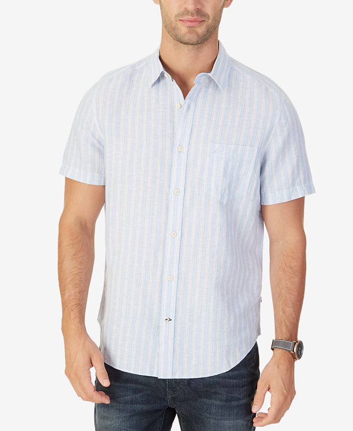 Nautica Men's Classic-Fit Linen-Blend Striped Shirt & Reviews - Casual ...