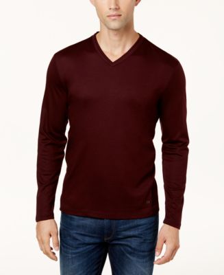 Calvin Klein Men's Solid V-Neck Shirt - Macy's