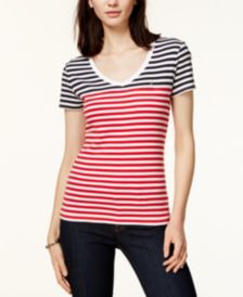 Cotton Striped V-Neck Top