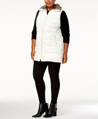 plus size puffer vest with fur hood