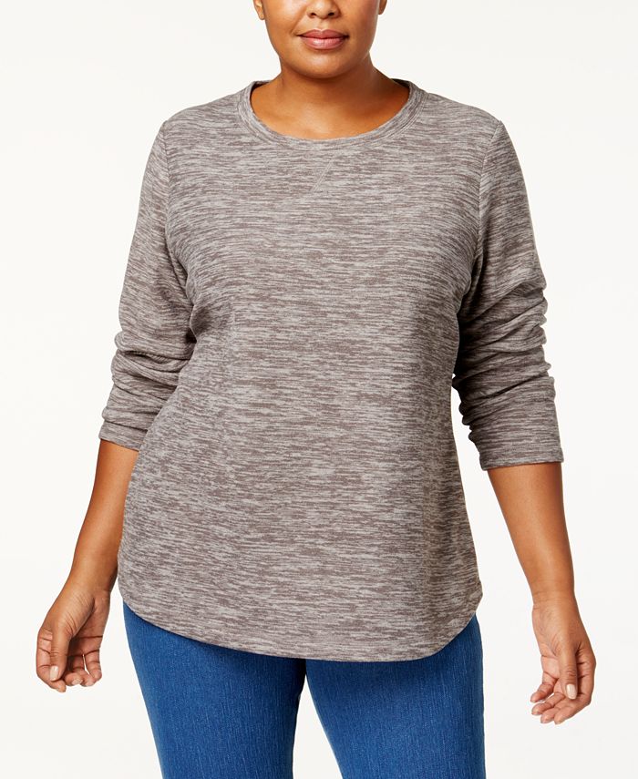 Karen Scott Plus Size Marled-Knit Sweatshirt, Created for Macy's ...